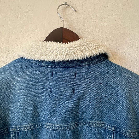 Madewell Oversized Sherpa Lined Blue Jean Denim Jacket Size XL Extra Large - Picture 4 of 6
